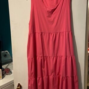 Cute hot pink dress .